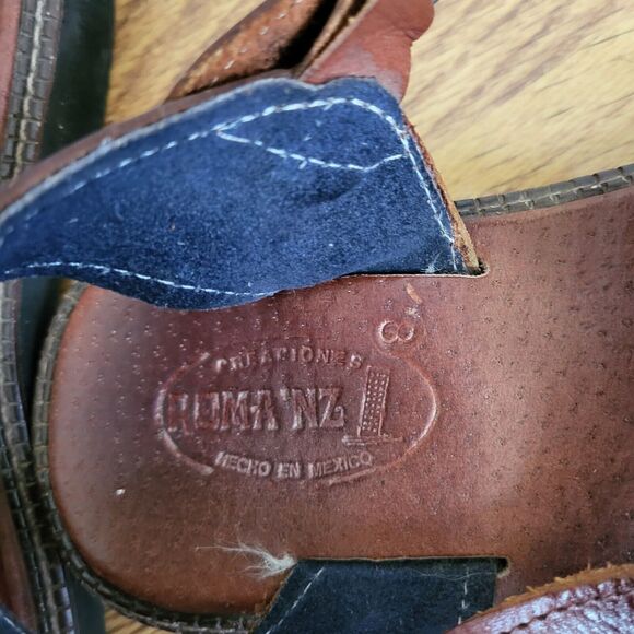 Roma NZ Mens Genuine Leather Sandals US10  UK8 Hollow Out Weave Buckle Casual - Picture 3 of 10